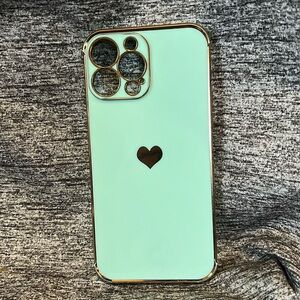 Ultra slim and soft-to Touch iPhone 13 Pro Max Case  mint green with gold detail
